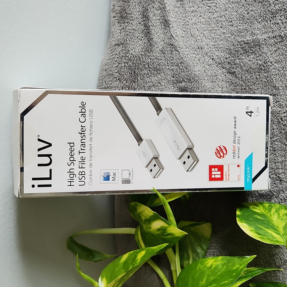iLuv High Speed USB File Transfer Cable 4ft, Mac to Mac, Mac to PC, PC to PC